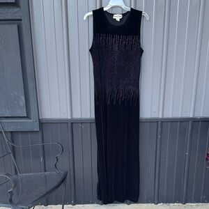 Vintage Black Velvet maxi dress with sequins